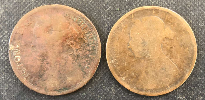 HALF PENNY 1880 AND 1888 BRITISH QUEEN VICTORIA