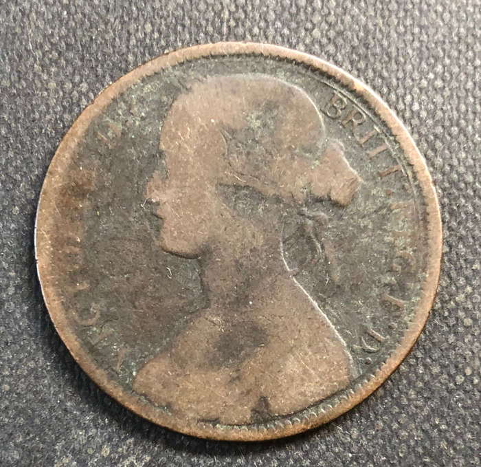 PENNY BRITISH 1867 VICTORIAN WITH YOUNG HEAD