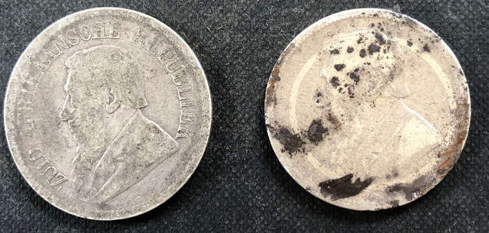 KRUGER ZAR SILVER TWO SHILLINGS AND SIXPENCE 1894 AND TWO SHILLINGS 1897 COINS COLLECTION