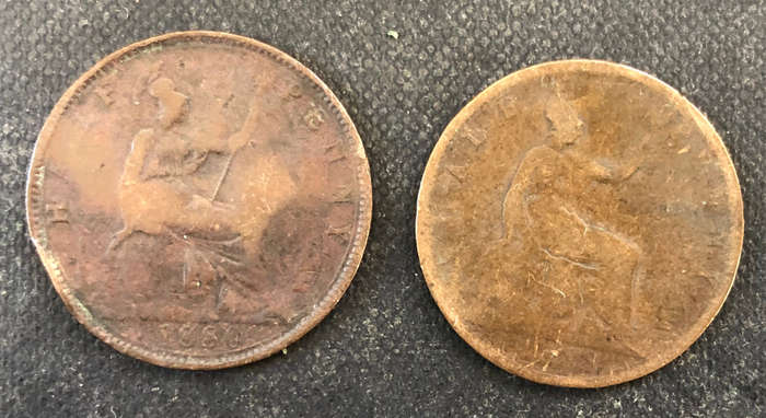 HALF PENNY 1880 AND 1888 BRITISH QUEEN VICTORIA