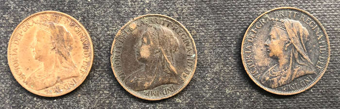 FARTHING UK 1896, 1897 AND 1899 UK COLLECTION OF 3