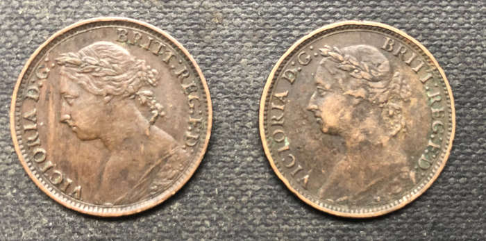 FARTHING 1884 AND 1885 UK COLLECTION OF TWO