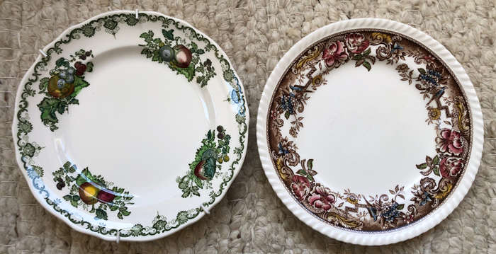 MASON'S IRONSTONE FRUIT BASKET AND JOHNSON BROTHERS CABINET PLATES BOTH 22CM DIAMETER