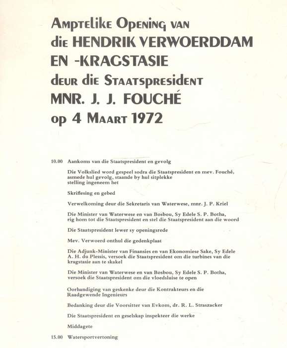 Amptelike Opening van die Hendrik Verwoerddam