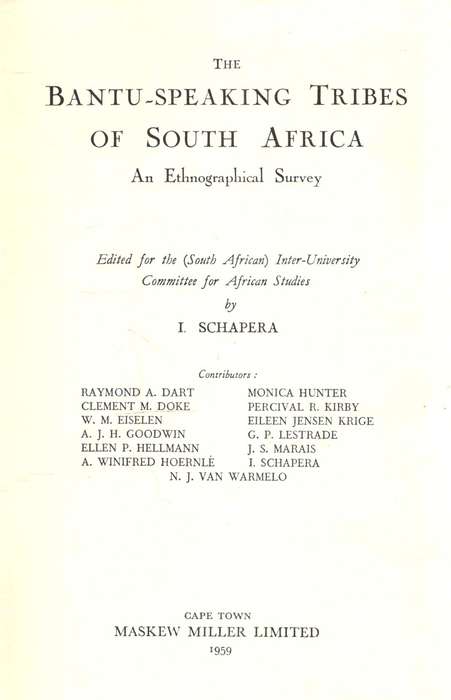 The Bantu Speaking Tribes of South Africa   ---   A Shapera