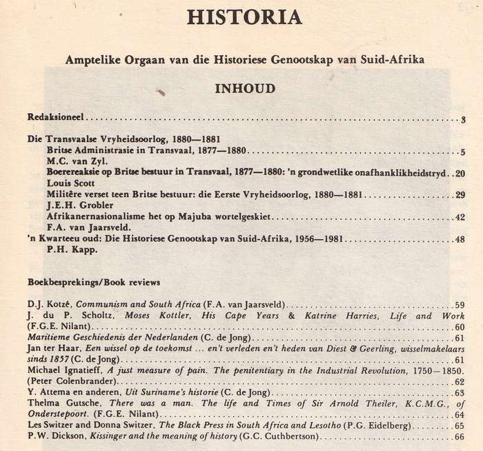 Historia  --  Gedenkuitgawe  --  Die Eerste Vryheidsoorlog 1880 - 1881