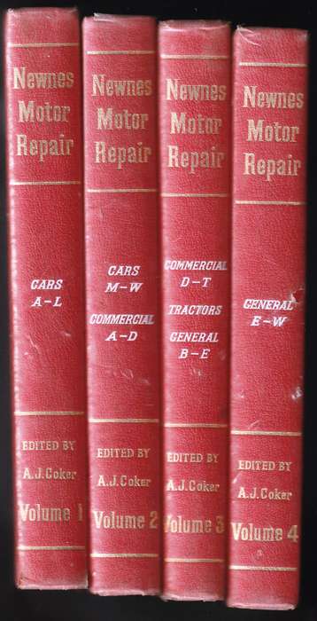 Newnes Motor Repair  --  A J Coker - Complete 4 Volumes