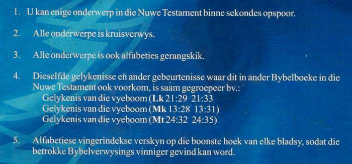 Van Buuuren se Nuwe Testament Onderweropskrifte  ( Konkordansie-styl )