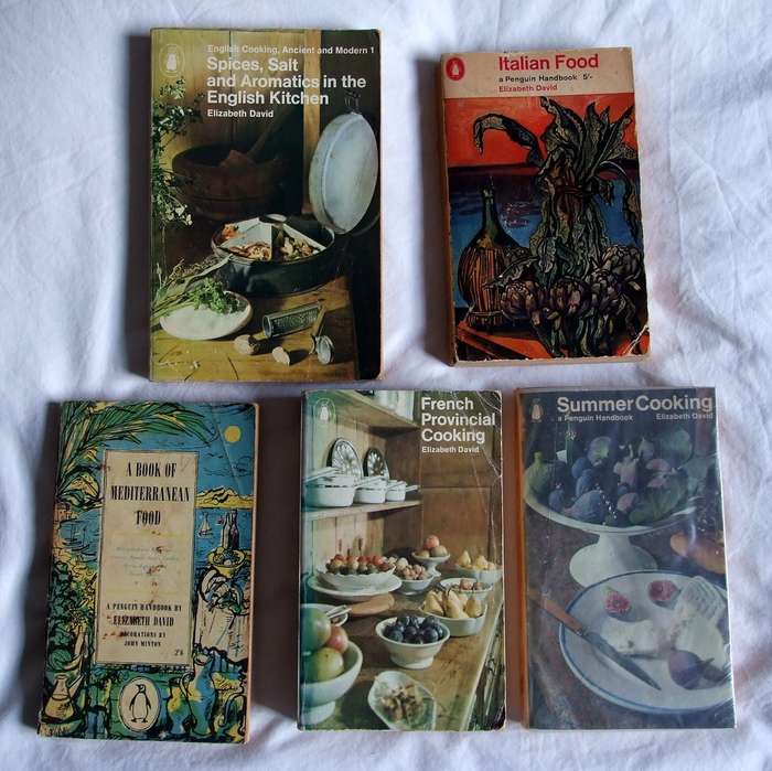 Collection of 5 vintage ELIZABETH DAVID cookery books
