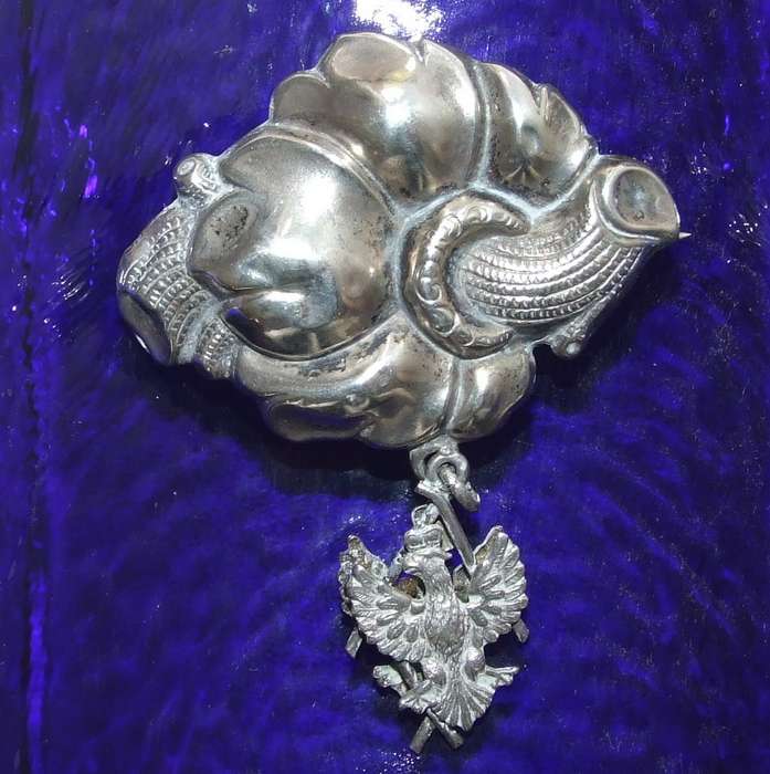 Hollow Silver floral brooch with Poland's Crowned Eagle