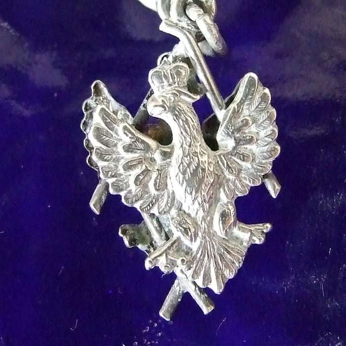 Hollow Silver floral brooch with Poland's Crowned Eagle