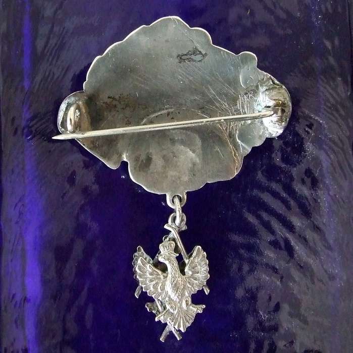 Hollow Silver floral brooch with Poland's Crowned Eagle