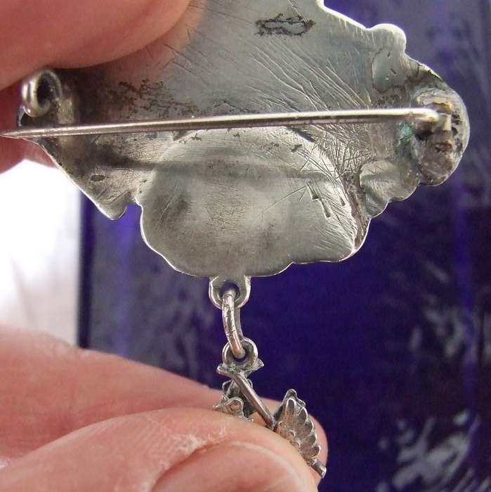 Hollow Silver floral brooch with Poland's Crowned Eagle