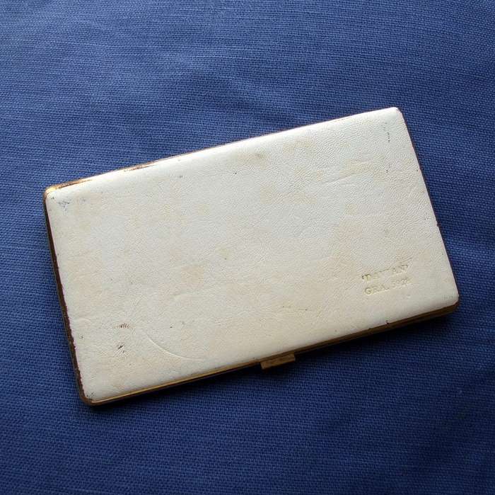 Vintage Davian leather covered brass Rolls Royce cigarette case
