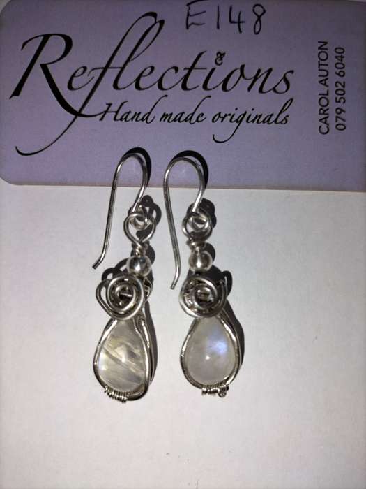 Sterling Silver rainbow moonstone earrings> E148
