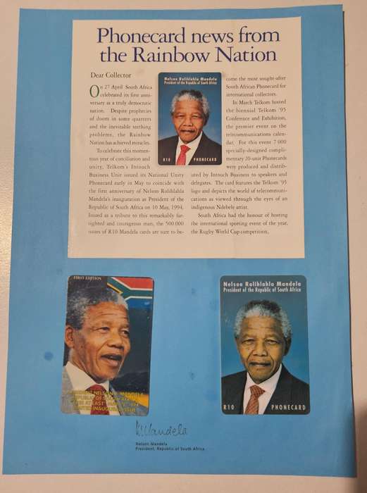 Mandela Phonecard Sheet