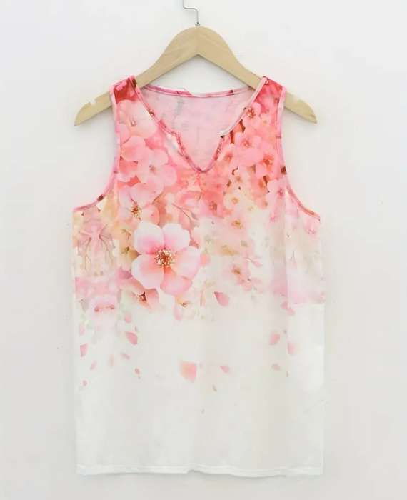 White floral  Top:  Large