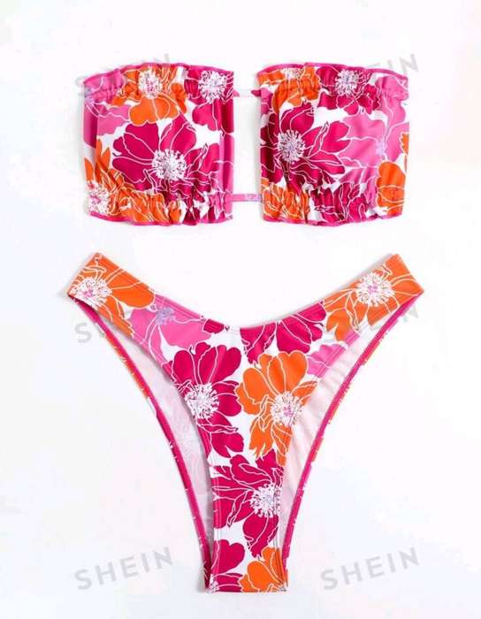 Pink printed Bikini set: Large