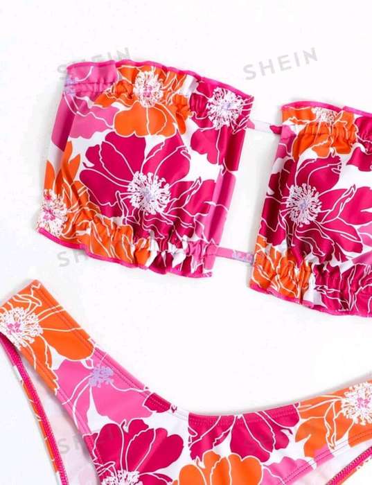 Pink printed Bikini set: Large