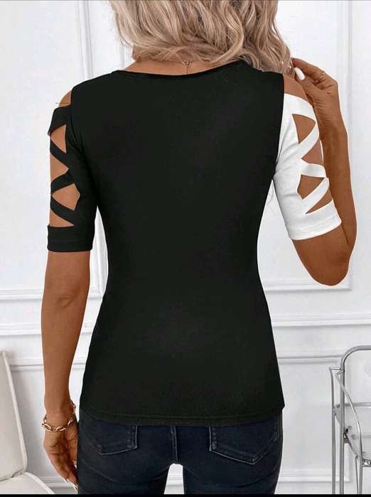 Black printed Top: Med