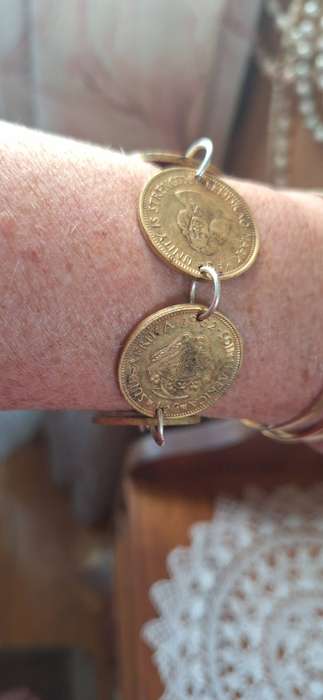 Vintage 1/2 cent bracelet with 6 coins