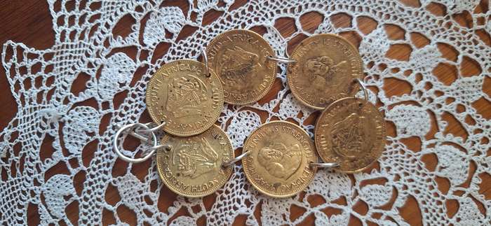 Vintage 1/2 cent bracelet with 6 coins