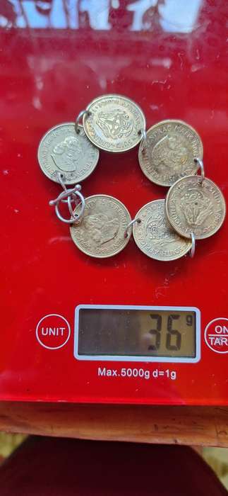 Vintage 1/2 cent bracelet with 6 coins