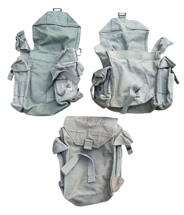 3 Old army green canvas patrole bags with pouches from the 1970's -buy per bag