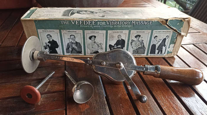 Antique "The Veedee Medical Vibrator" in original box by Veedee Co 1908 London England-L 38.5 cm