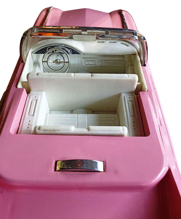 VINTAGE ELVIS PINK CADILLAC CAR- ELVIS  STYLE ALARM CLOCK -ALARM WITH LIGHTS/MUSIC- ALL WORKING