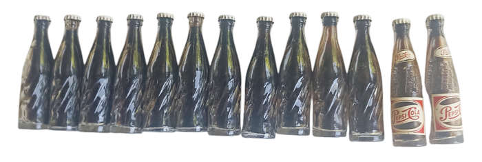 13 Vintage small collectable  Pepsi Cola Miniature Bottles sealed with caps