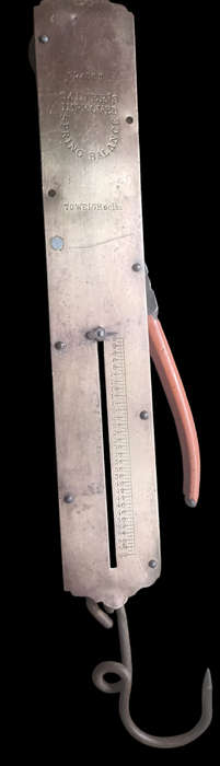 Big vintage 36 cm long Class II Salter`s Improved brass spring balance scale to weigh 60lb-Working