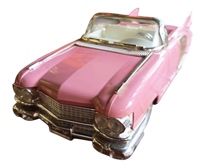 VINTAGE ELVIS PINK CADILLAC CAR- ELVIS  STYLE ALARM CLOCK -ALARM WITH LIGHTS/MUSIC- ALL WORKING