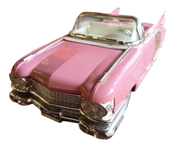 VINTAGE ELVIS PINK CADILLAC CAR- ELVIS  STYLE ALARM CLOCK -ALARM WITH LIGHTS/MUSIC- ALL WORKING