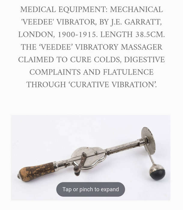 Antique "The Veedee Medical Vibrator" in original box by Veedee Co 1908 London England-L 38.5 cm