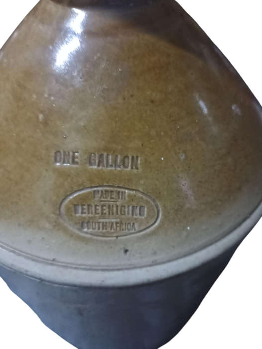 Vintage one gallon -stamped."made in Vereeniging South Africa" iron stone bottle
