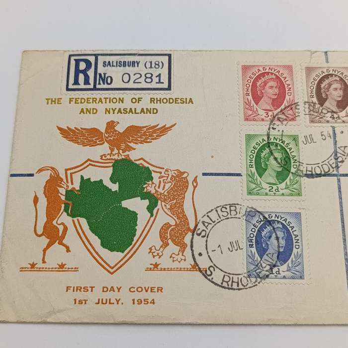 Rhodesia & Nyasaland First day cover with 9 Rhodesian stamps SACC 1-9