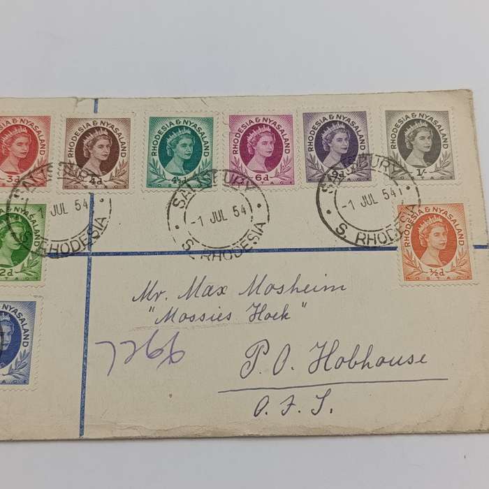 Rhodesia & Nyasaland First day cover with 9 Rhodesian stamps SACC 1-9