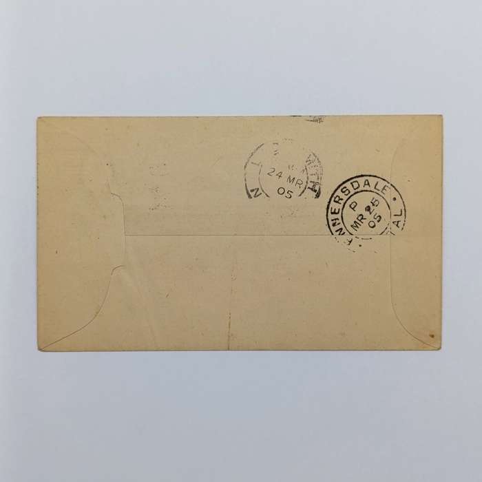 Postal History Cover Ladysmith Natal to Emmersdal Natal on Transvaal pre-printed envelope