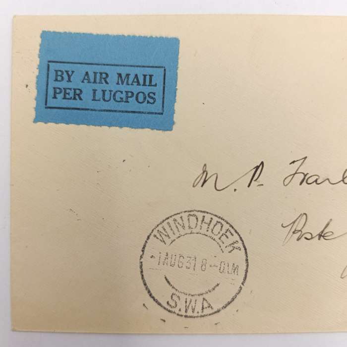 Air Mail cover First flight Windhoek to Okahandja 1 August 1931 with SACC 99 stamp