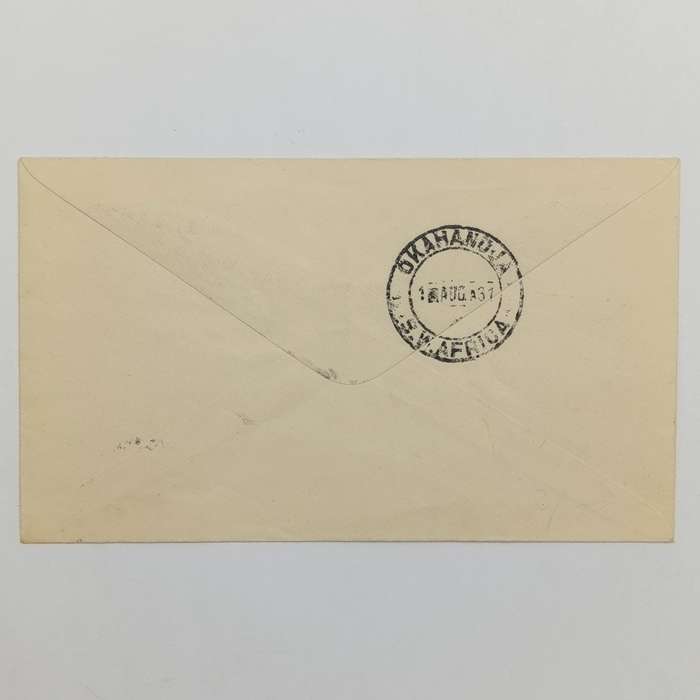 Air Mail cover First flight Windhoek to Okahandja 1 August 1931 with SACC 99 stamp
