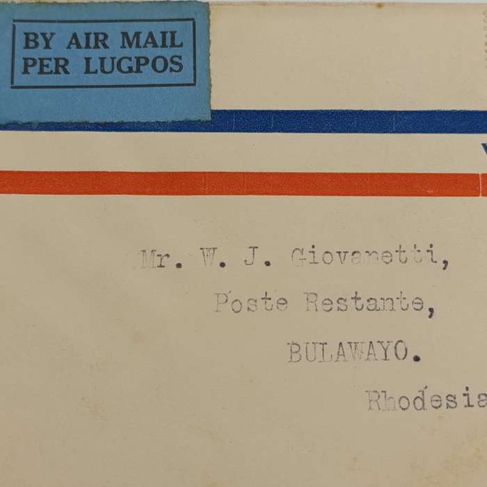 Airmail cover from Pietersburg South Africa to Bulawayo Rhodesia 28 January 1932