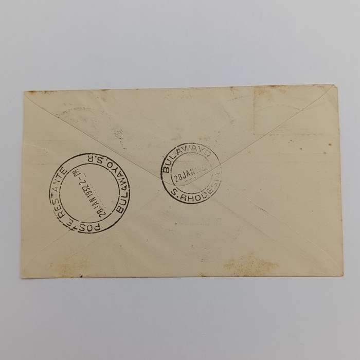 Airmail cover from Pietersburg South Africa to Bulawayo Rhodesia 28 January 1932