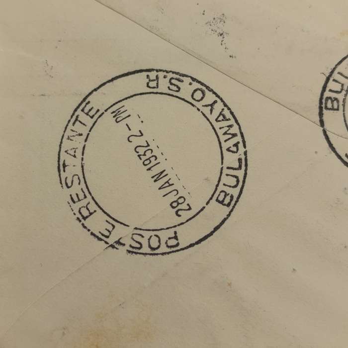 Airmail cover from Pietersburg South Africa to Bulawayo Rhodesia 28 January 1932