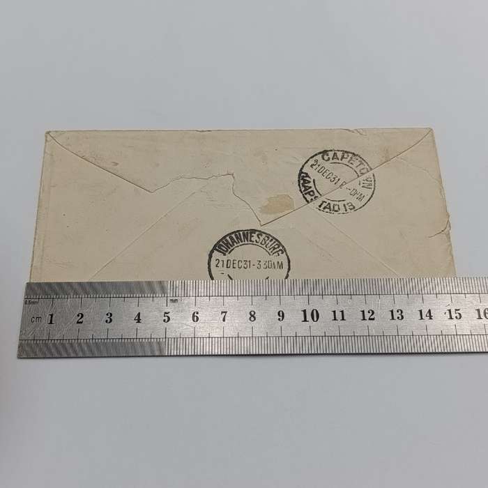 Imperial Airways First Air Mail cover from England to South Africa with British one Shilling stamp