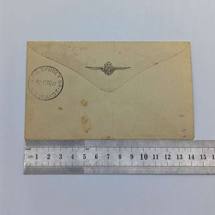 First Flight Cover Norfolk Island Australia 14 Oct 1947 signed by the pilot backstamped Sydney