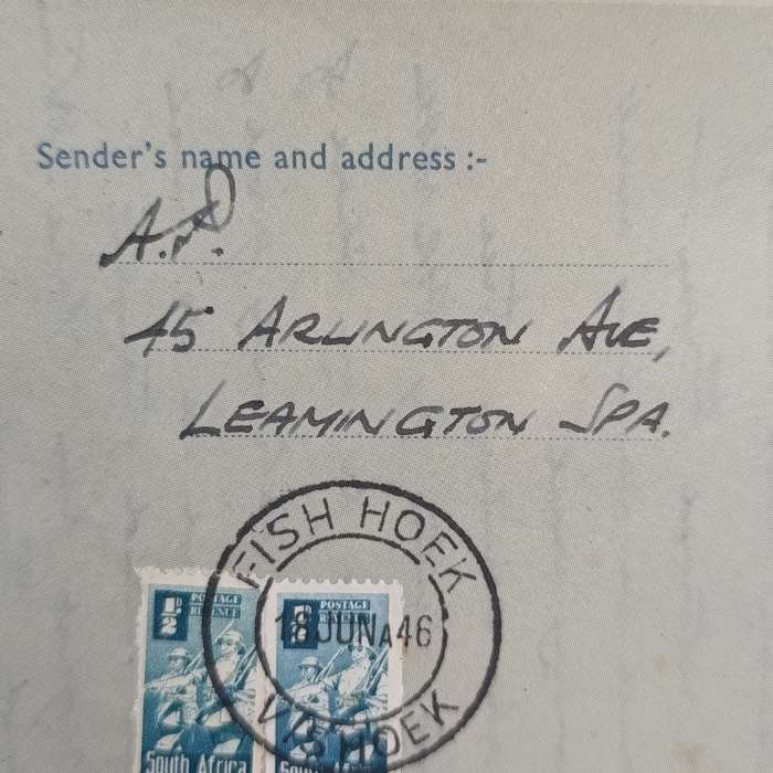British First Day air mail peace cover 11 June 1946 England to South Africa