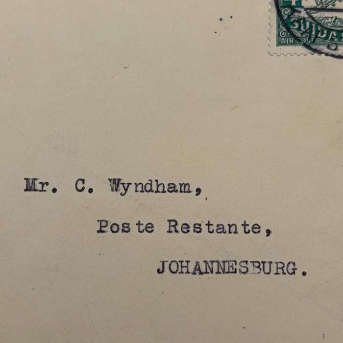 Airmail cover Cape Town to Johannesburg South Africa with 4d stamp cancelled