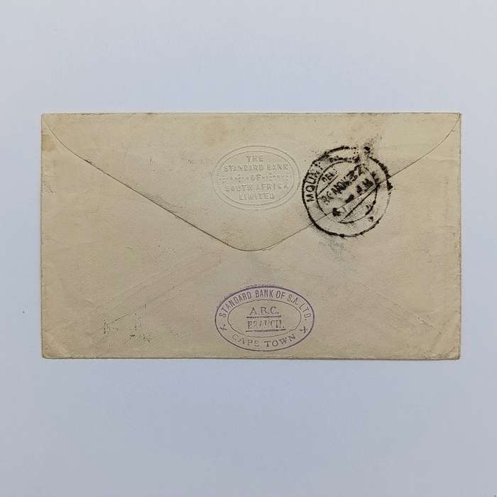 Airmail Cover 17 Nov 1932 Cape Town South Africa to Madras India with 2 South African stamps