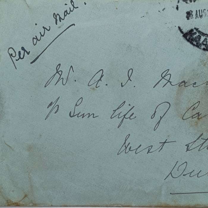 Airmail cover 26/8/1929 Cape Town to Durban with 3 South Africa stamps